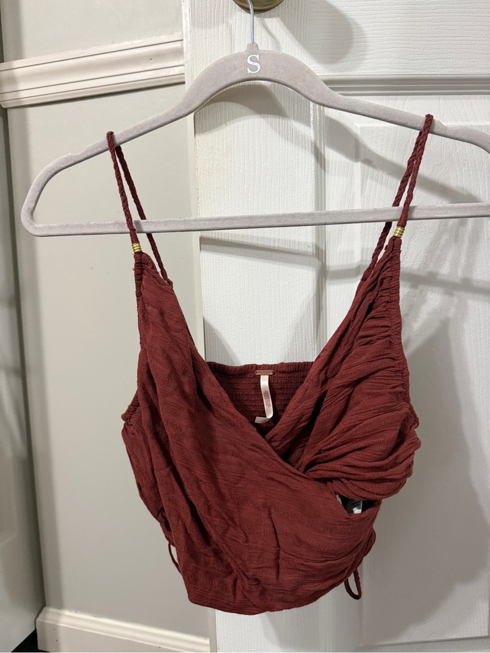 Free People Rust Red Draped Wrap Tank